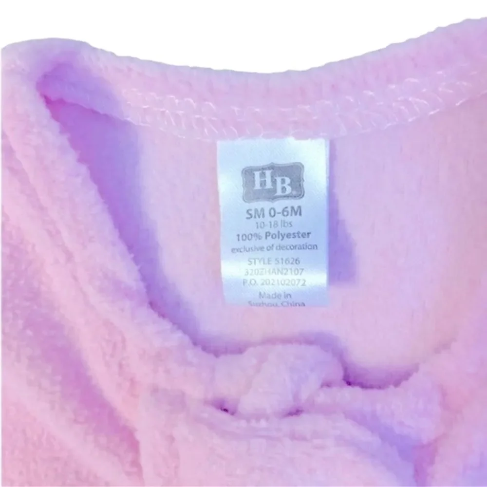 Hudson Baby Girl Pink Fleece Sleep Sack Size Small 0-6 Months 10-18 pounds